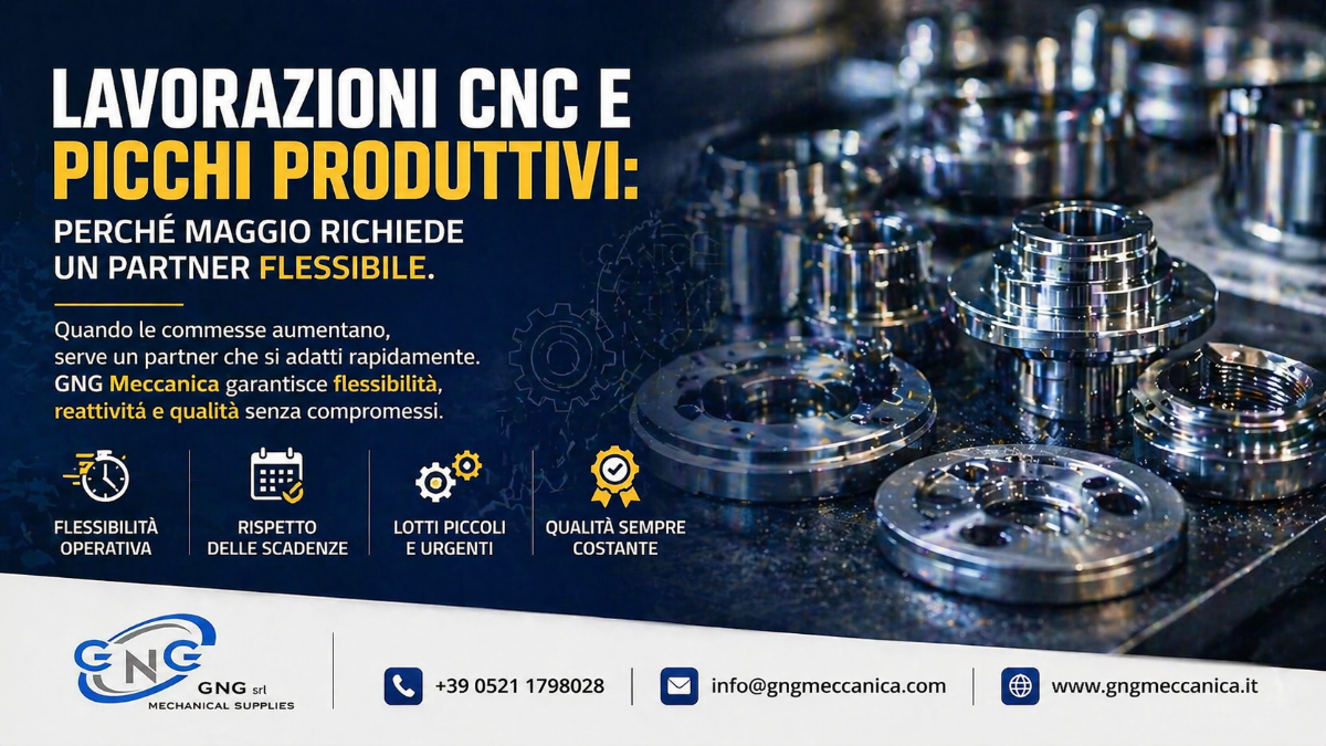 Lavorazioni CNC e picchi produttivi: perché maggio richiede un partner flessibile | GNG Meccanica Srl Carpenteria Meccanica Industriale Parma Bologna Milano Verona Genova Firenze